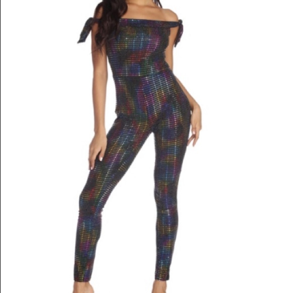 Subtle rainbow glitter jumpsuit